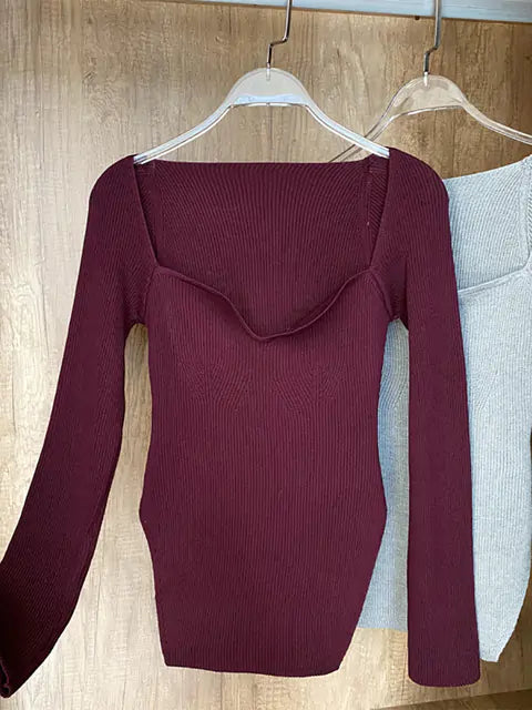 Women's Long Sleeve Knitted Pullover