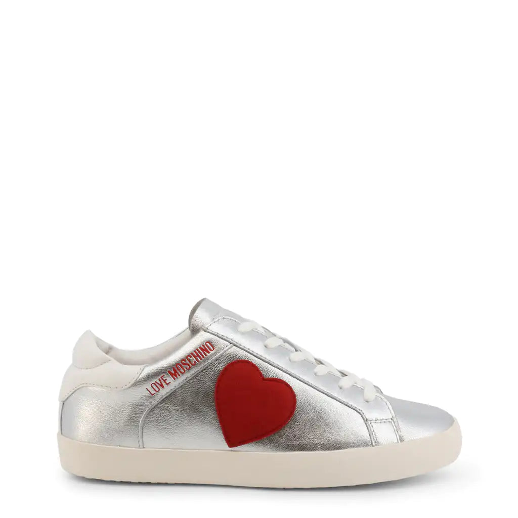 Love Moschino Silver Heart Sneakers