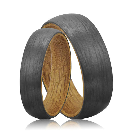 Brushed Carbon Fiber and Whiskey Barrel Ring